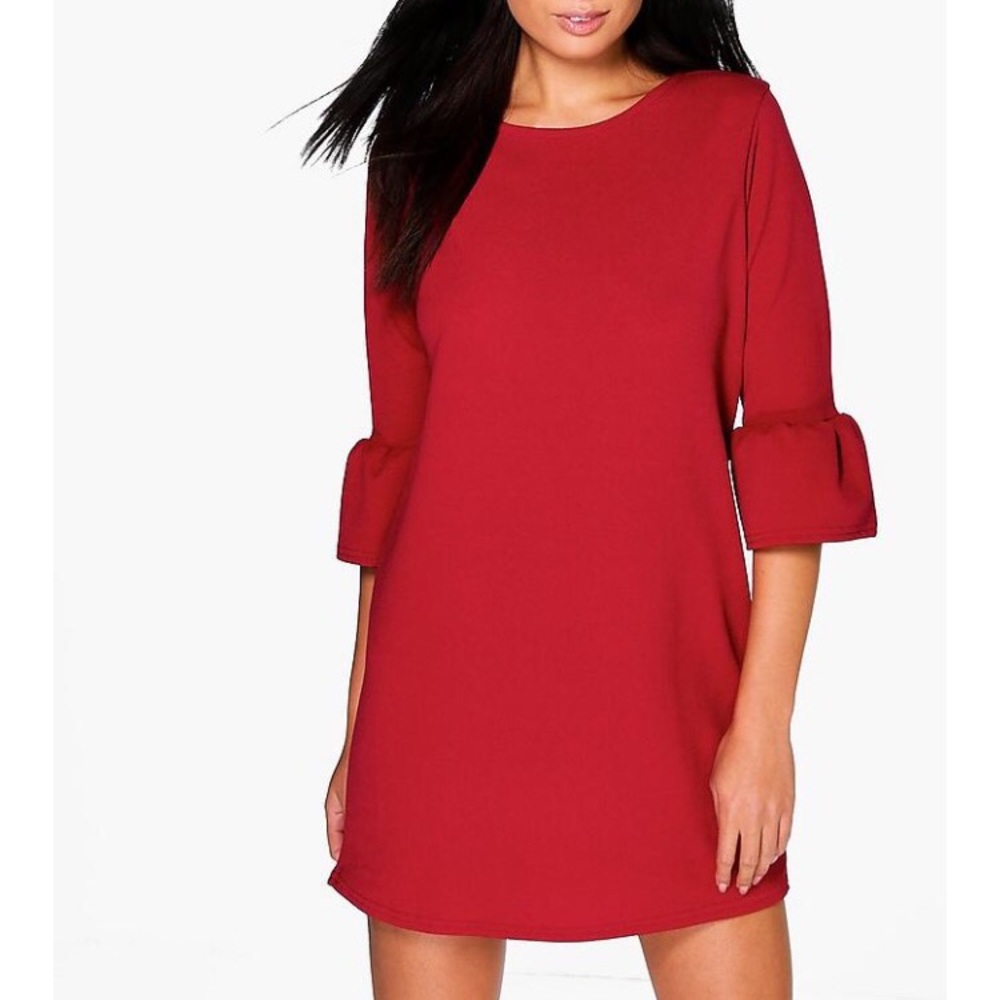 BRAND NEW red ruffle shift dress